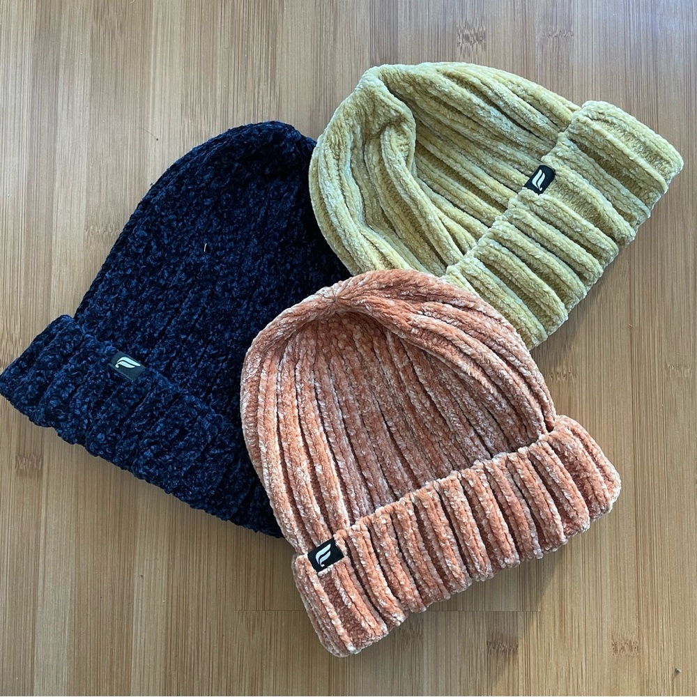 X3 Velvet Yarn Knit Beanies BLUE, ORANGE, YELLOW